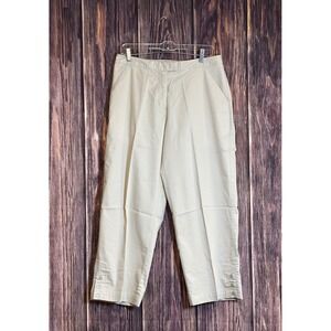 Adidas Crop Pants Women's 10 Stone Beige Stretch Button Cuff Casual NWT